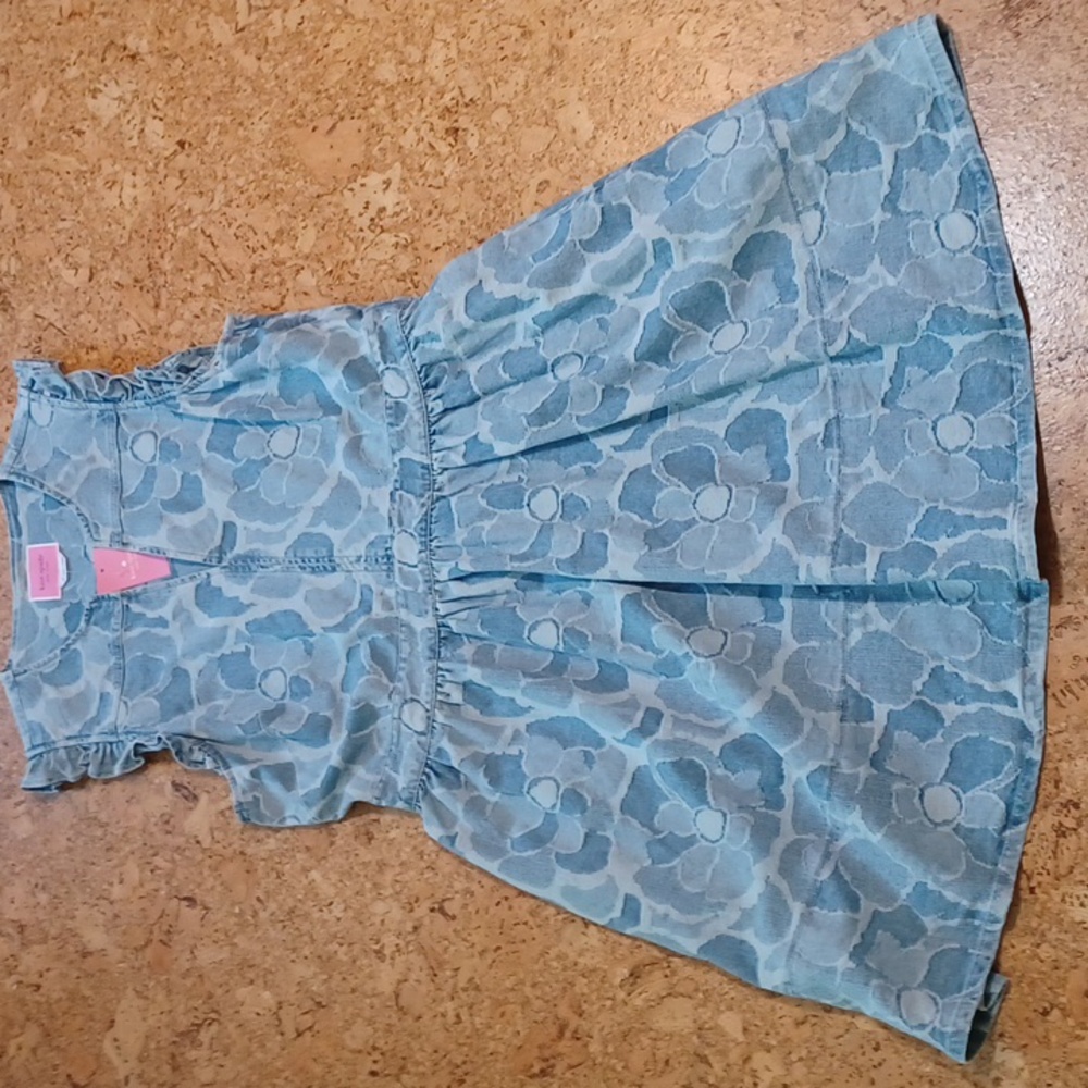 Kate Spade Abstract Peony Denim Sleeveless Knee Length Dress Size 12 NWT